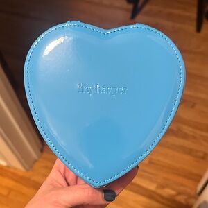 hey harper Heart-Shaped Patent Zip Jewelry Box - Bright Blue